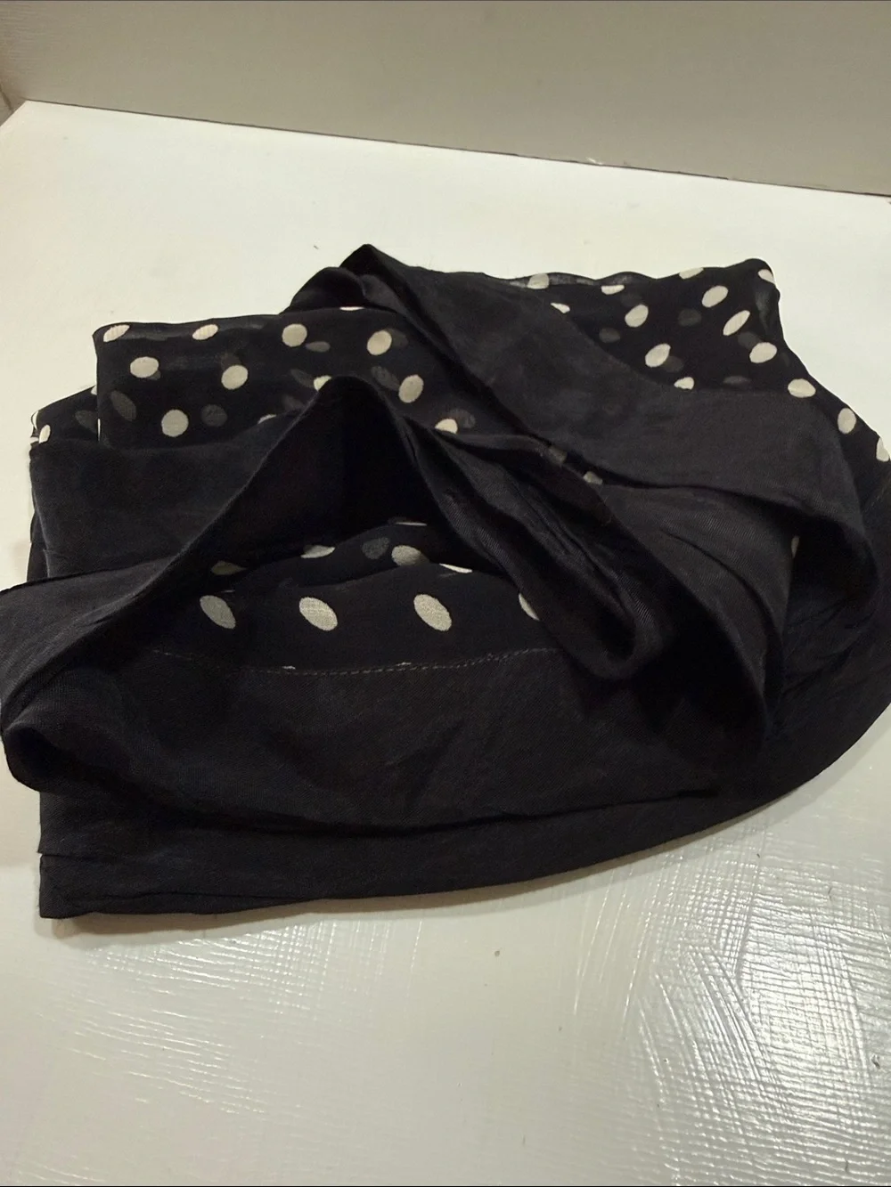 Vintage Chiffon Elegant Black Polka Dot Women's Scarf 🧣 68” by 12” 1950’s